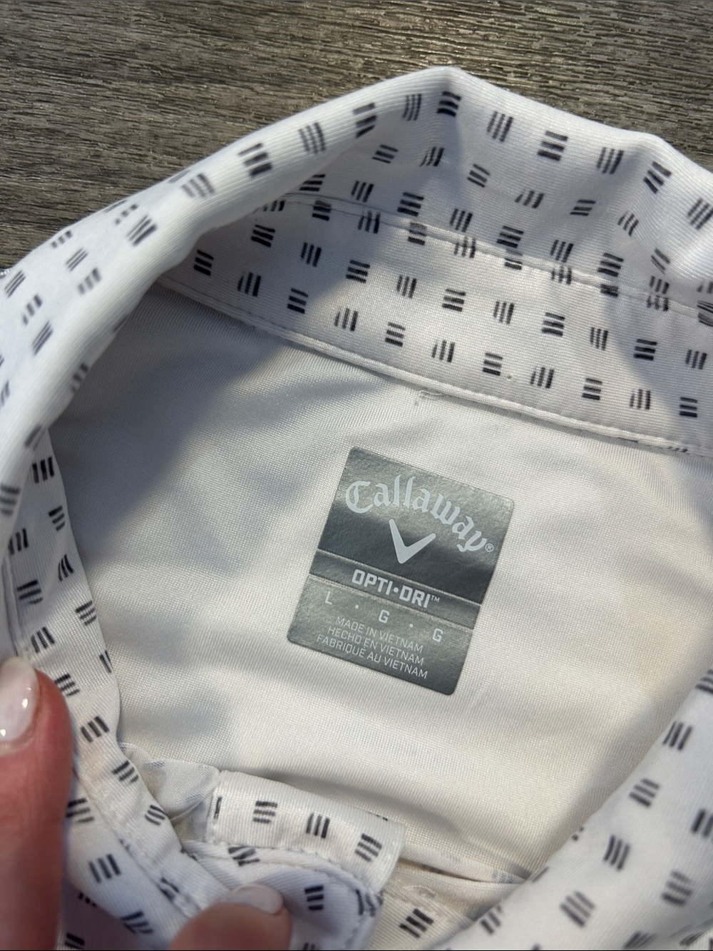 Callaway Opti-Dri Performance Golf Polo Shirt White Geometric Large - Picture 3 of 7